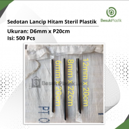 Sedotan Lancip Hitam 6mm Steril Plastik (DUS)